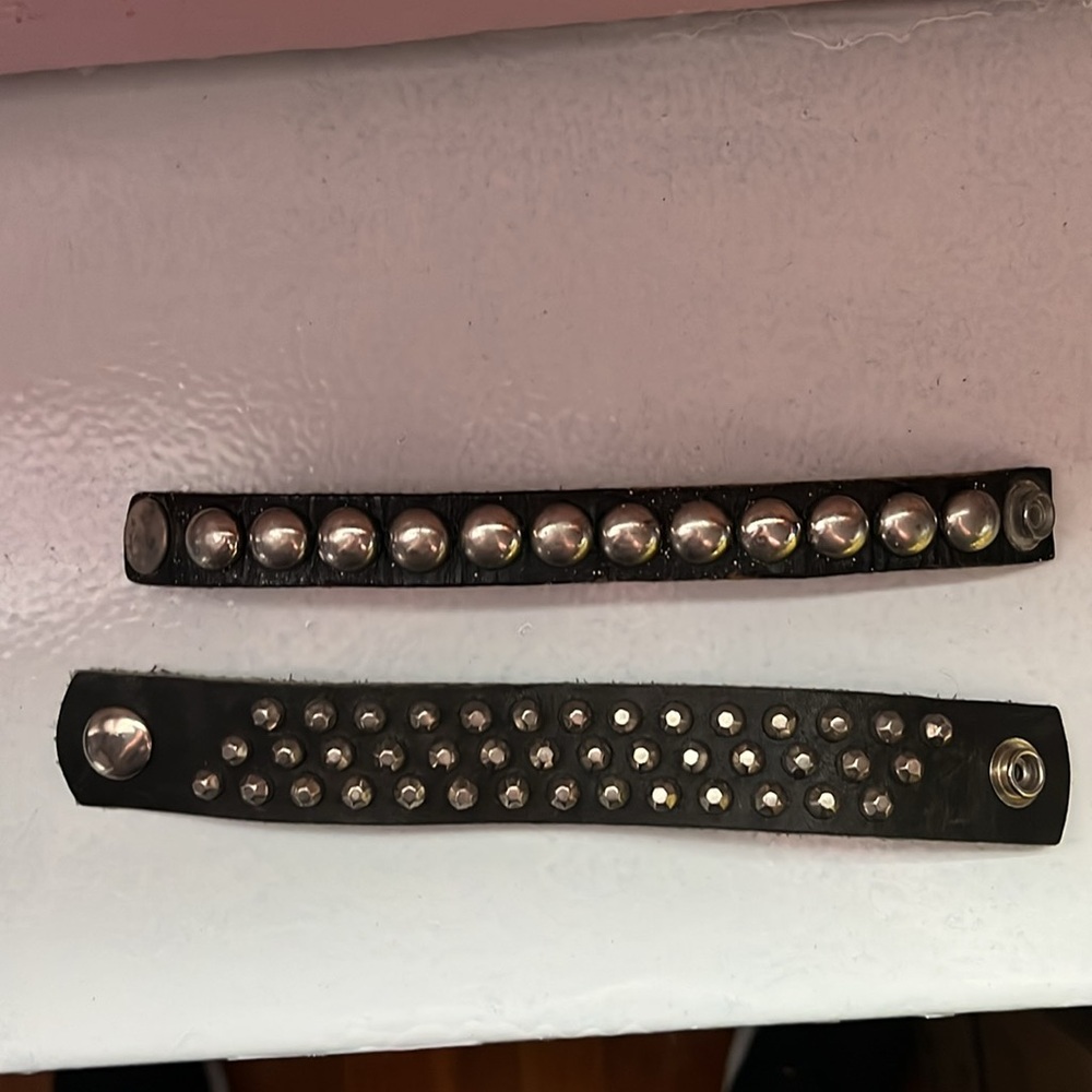 2 Punk Black Studded Bracelet 1980. TWO BRACELETS. Vintage ‘80’s